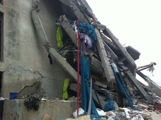 collapsed building